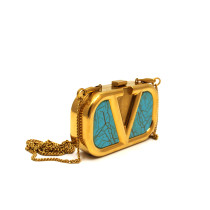 Valentino Pochette Metallo Oro e Azzurro