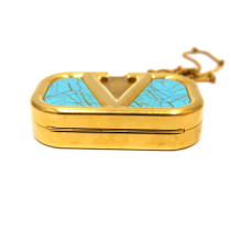 Valentino Pochette Metallo Oro e Azzurro