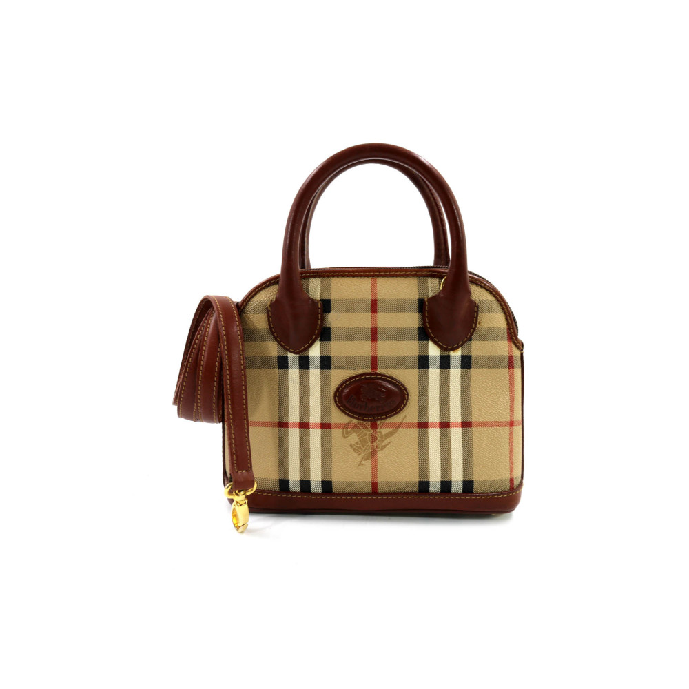 Burberry Tote Nova Check 2Way Tela e Pelle Marrone