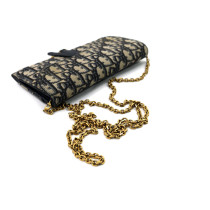 Dior Saddle Wallet On Chain Tela Blu e Crema
