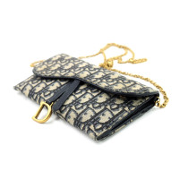 Dior Saddle Wallet On Chain Tela Blu e Crema