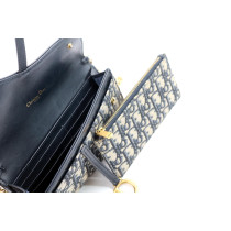 Dior Saddle Wallet On Chain Tela Blu e Crema