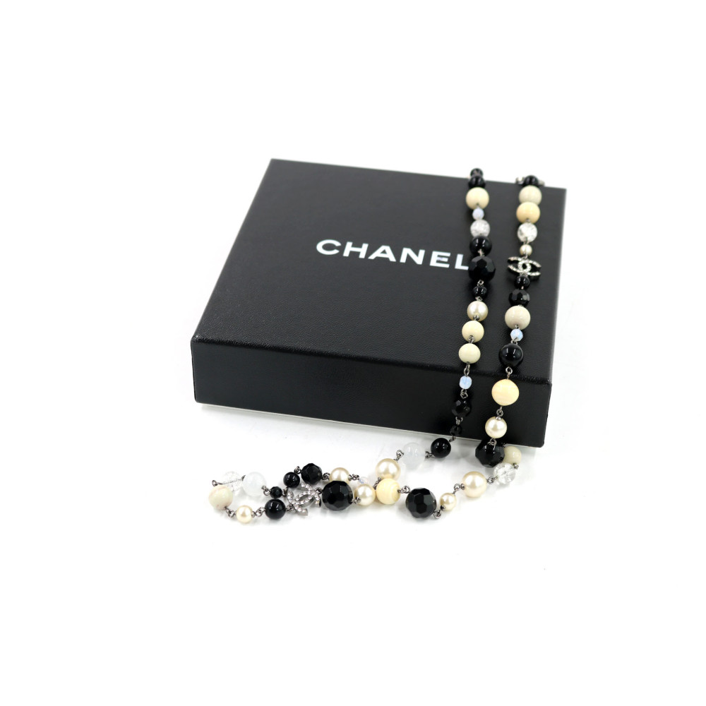 Chanel Collana Perle, Acciaio e Plastica Multicolor