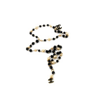 Chanel Collana Perle, Acciaio e Plastica Nero e Beige