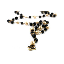 Chanel Collana Perle, Acciaio e Plastica Nero e Beige