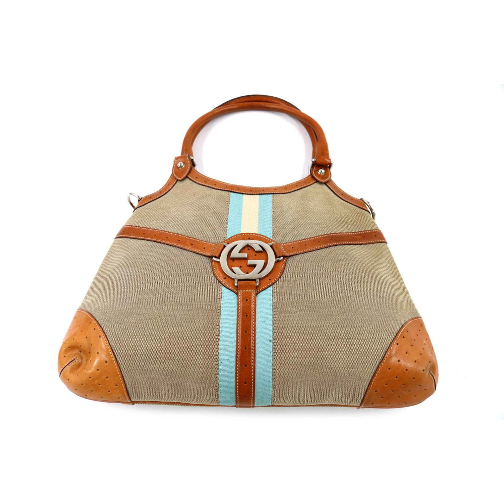 Gucci Hobo Tela e Pelle Grigia