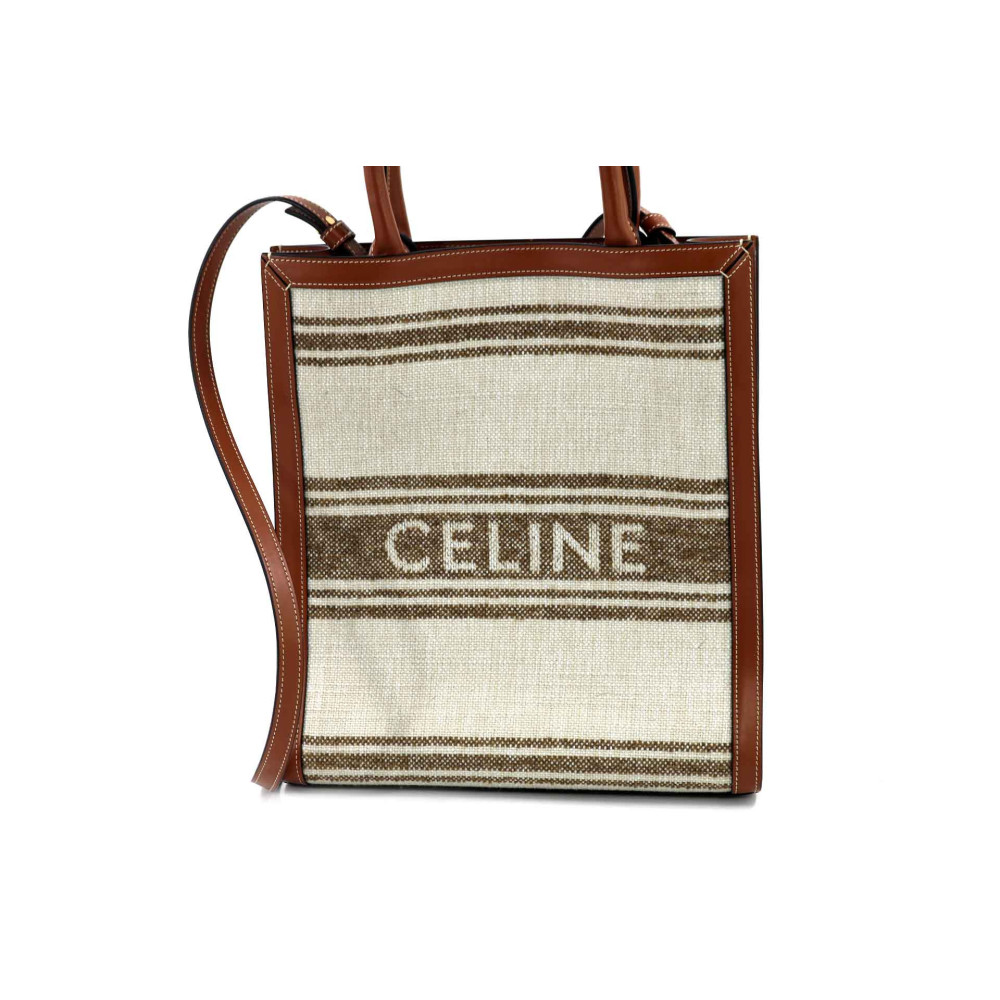 Celine Cabas Vertical Tela Beige