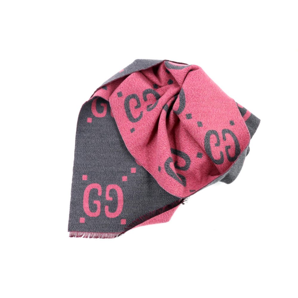 Gucci Sciarpa Lana Grigia e Rosa