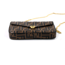 Fendi Wallet on Chain Pelle Marrone