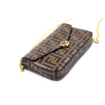 Fendi Wallet on Chain Pelle Marrone