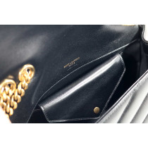 Saint Laurent Lou Lou Small Pelle d'Agnello Nera