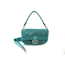 Fendi Baguette Pelle e Perline Azzurra