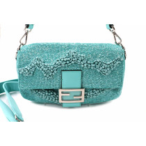 Fendi Baguette Pelle e Perline Azzurra