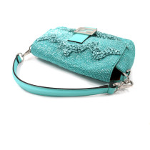Fendi Baguette Pelle e Perline Azzurra