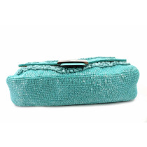 Fendi Baguette Pelle e Perline Azzurra