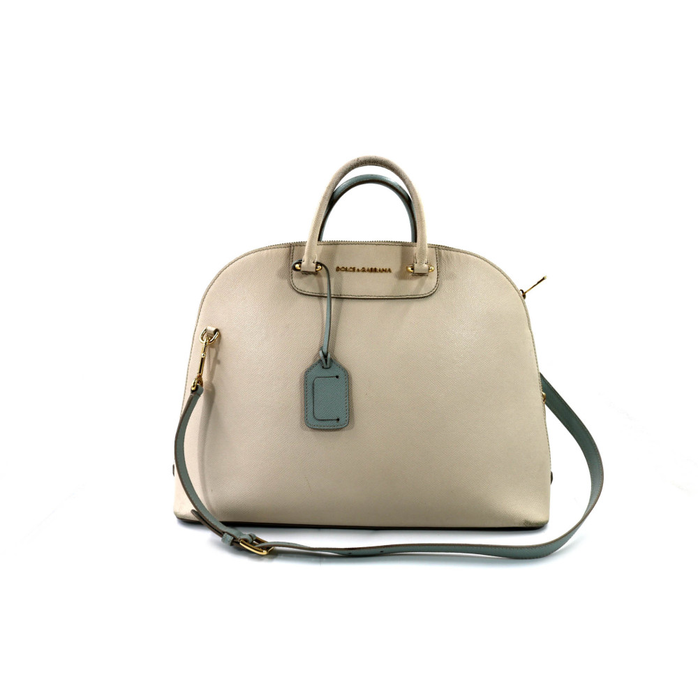 Dolce & Gabbana Megan Dome Satchel Pelle Azzurra e Beige