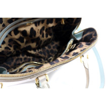 Dolce & Gabbana Megan Dome Satchel Pelle Azzurra e Beige