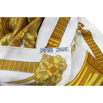 Hermes Foulard "Armets En Panache" Seta Avorio e Oro
