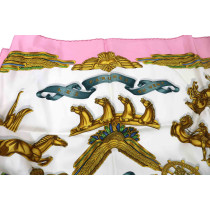 Hermes Foulard "Les Parures Du Vent" Seta Rosa e Bianca
