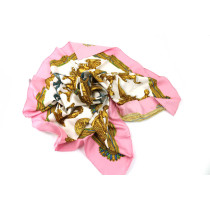 Hermes Foulard "Les Parures Du Vent" Seta Rosa e Bianca