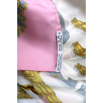 Hermes Foulard "Les Parures Du Vent" Seta Rosa e Bianca