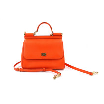 Dolce & Gabbana Sicily Media Pelle Saffiano Arancio