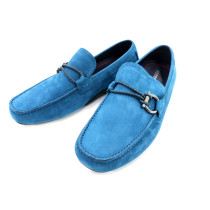 Ferragamo Mocassino Pelle Scamosciata Blu