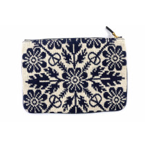Valentino VLogo Signature Pochette Tessuto Jacquard Avorio e Blu