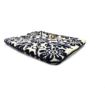 Valentino VLogo Signature Pochette Tessuto Jacquard Avorio e Blu