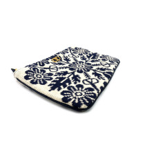Valentino VLogo Signature Pochette Tessuto Jacquard Avorio e Blu