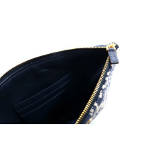 Valentino VLogo Signature Pochette Tessuto Jacquard Avorio e Blu