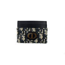 Dior Portacarte Dior 30 Montaigne Freesia Tela Jacquard Blu