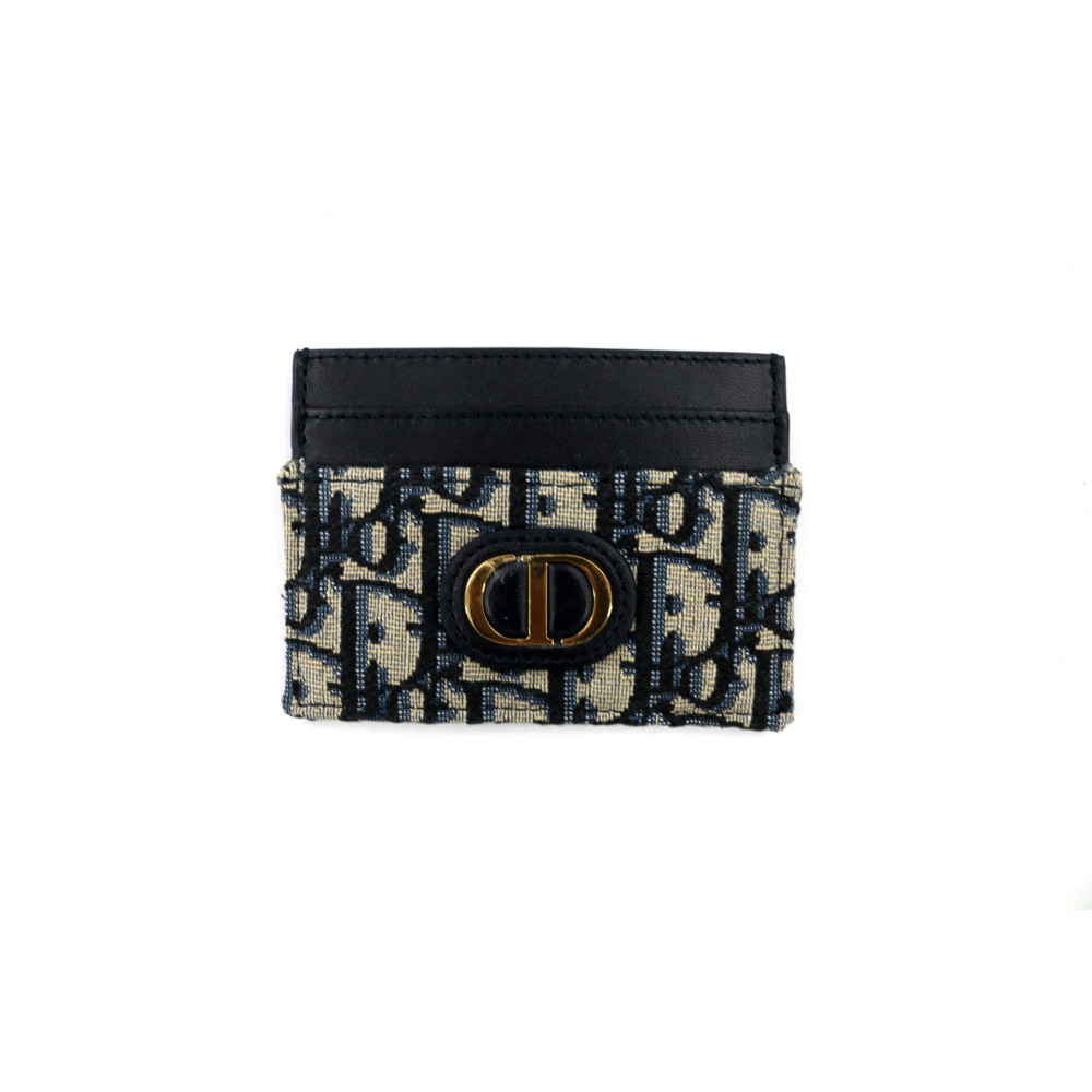 Dior Portacarte Dior 30 Montaigne Freesia Tela Jacquard Blu
