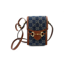 Gucci Horsebit 1955 Vertical Denim Blu