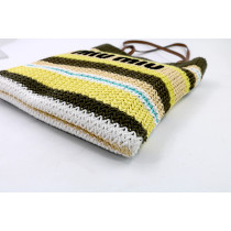 Miu Miu Shopper Tessuto e Rafia Multicolor