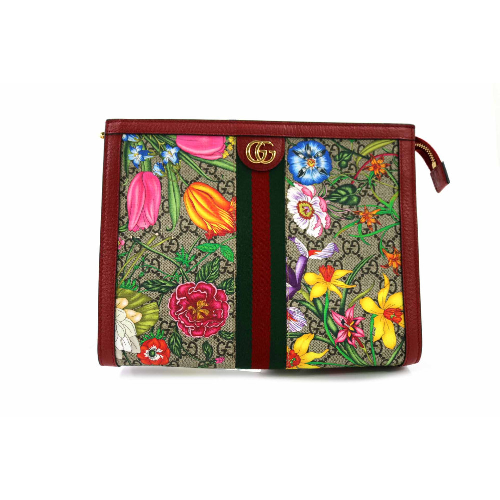 Gucci Pochette Ophidia Flora GG Beige