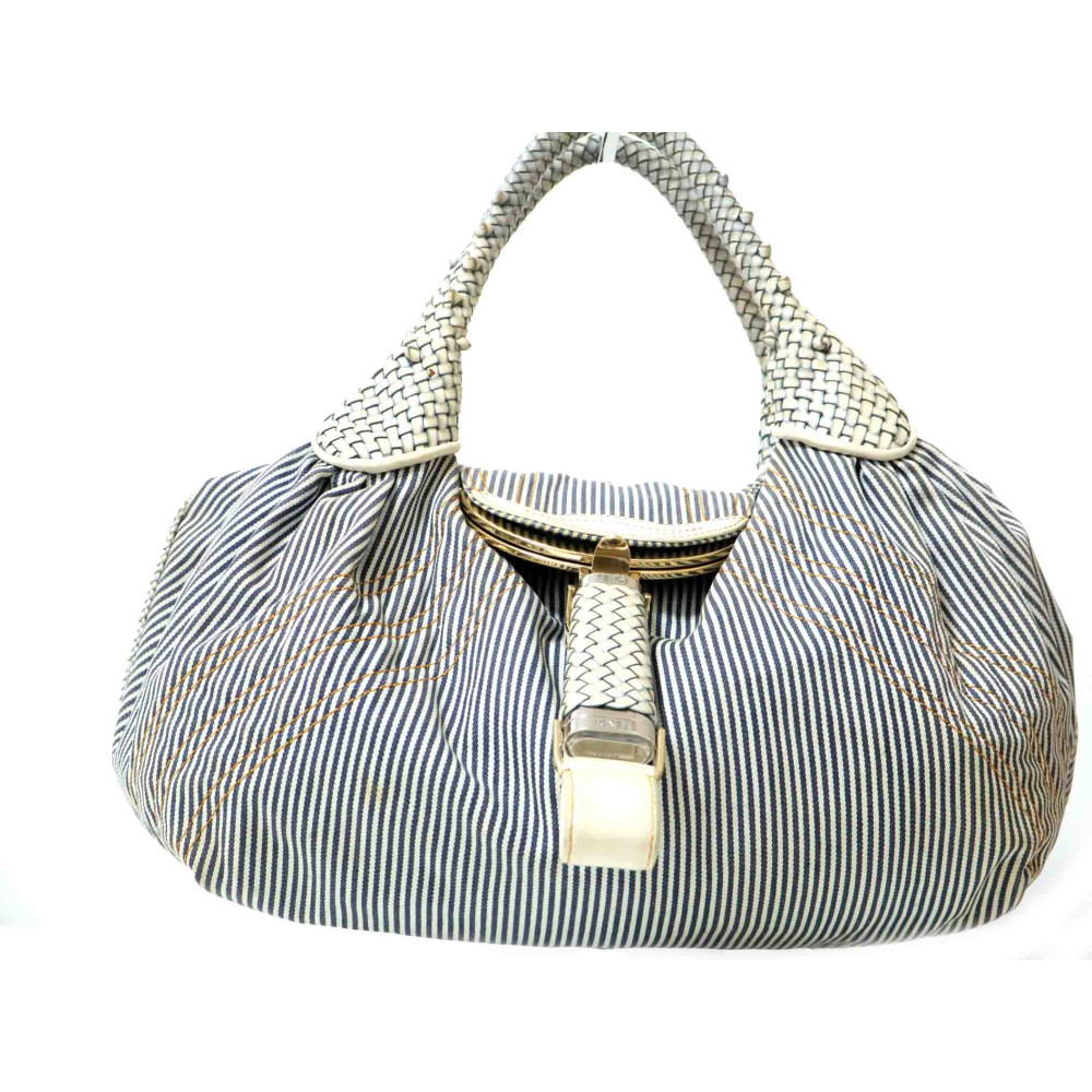 Fendi Spy Tessuto Riagato Bianco e Blu