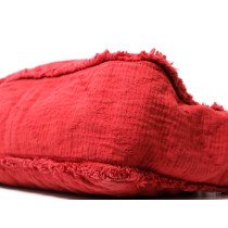 Chanel Cabas Deauville Tessuto e Pelle Rosso