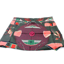 Hermes Foulard "Les Voyture à Transformation" Seta Verde
