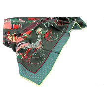 Hermes Foulard "Les Voyture à Transformation" Seta Verde