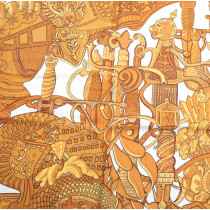 Hermes Foulard "Armets En Panache" Seta Avorio e Oro