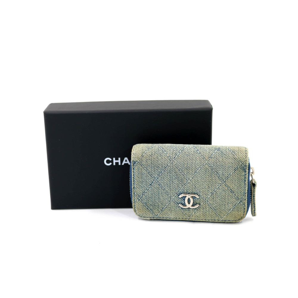Chanel Portacarte Denim Blu