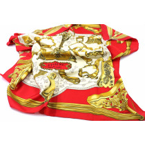 Hermes Foulard "Etriers" Seta Rosso e Oro