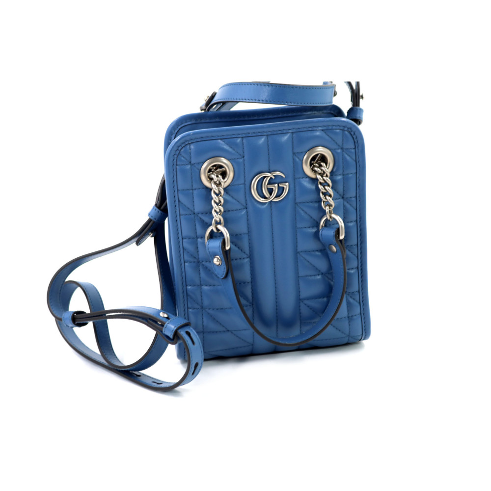 Gucci Tote Mini Vertical Pelle Azzurra