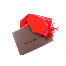 Louis Vuitton Sciarpa Flowers River Cashmere Rosso e Rosa
