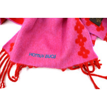 Louis Vuitton Sciarpa Flowers River Cashmere Rosso e Rosa