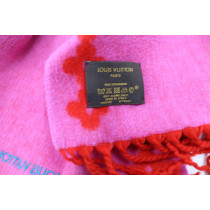 Louis Vuitton Sciarpa Flowers River Cashmere Rosso e Rosa