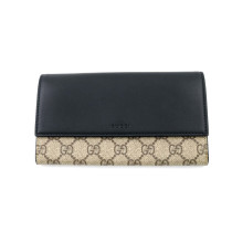 Gucci Portafoglio GG Beige e Pelle Nera