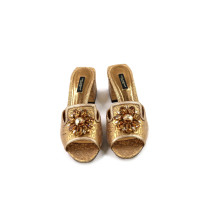 Dolce & Gabbana Ciabattina Pelle e Tela Damascata Oro