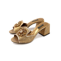 Dolce & Gabbana Ciabattina Pelle e Tela Damascata Oro
